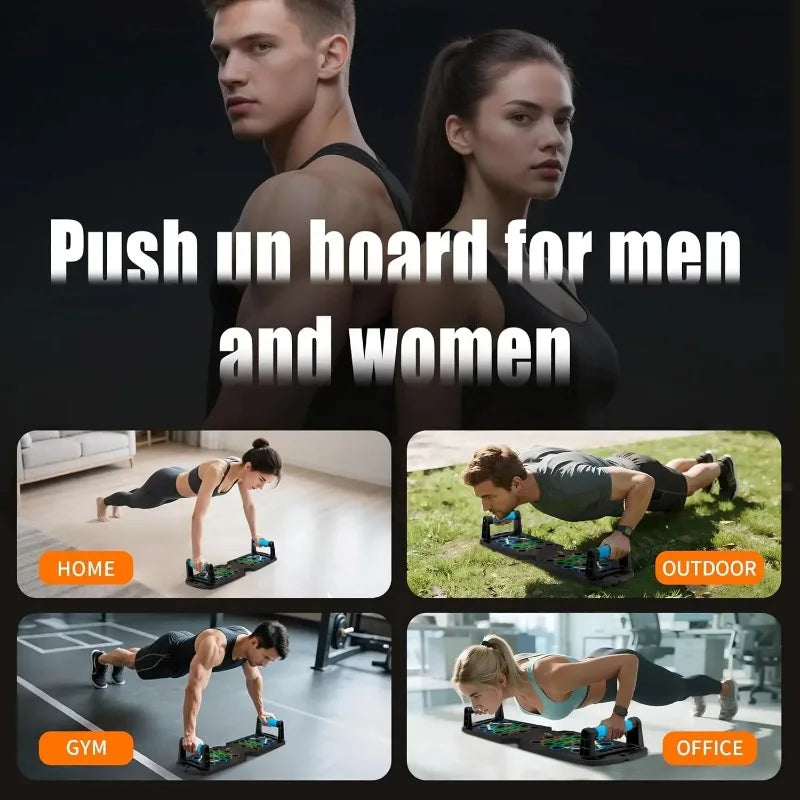 Foldable Push Up Board With Resistance Bands For Strength Training