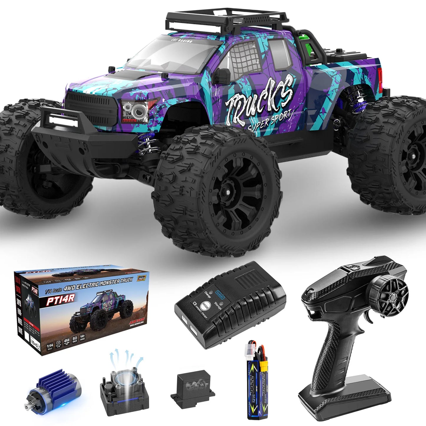 NONECE PT14R Brushless RC Truck 4x4 Remote Control 50MPH