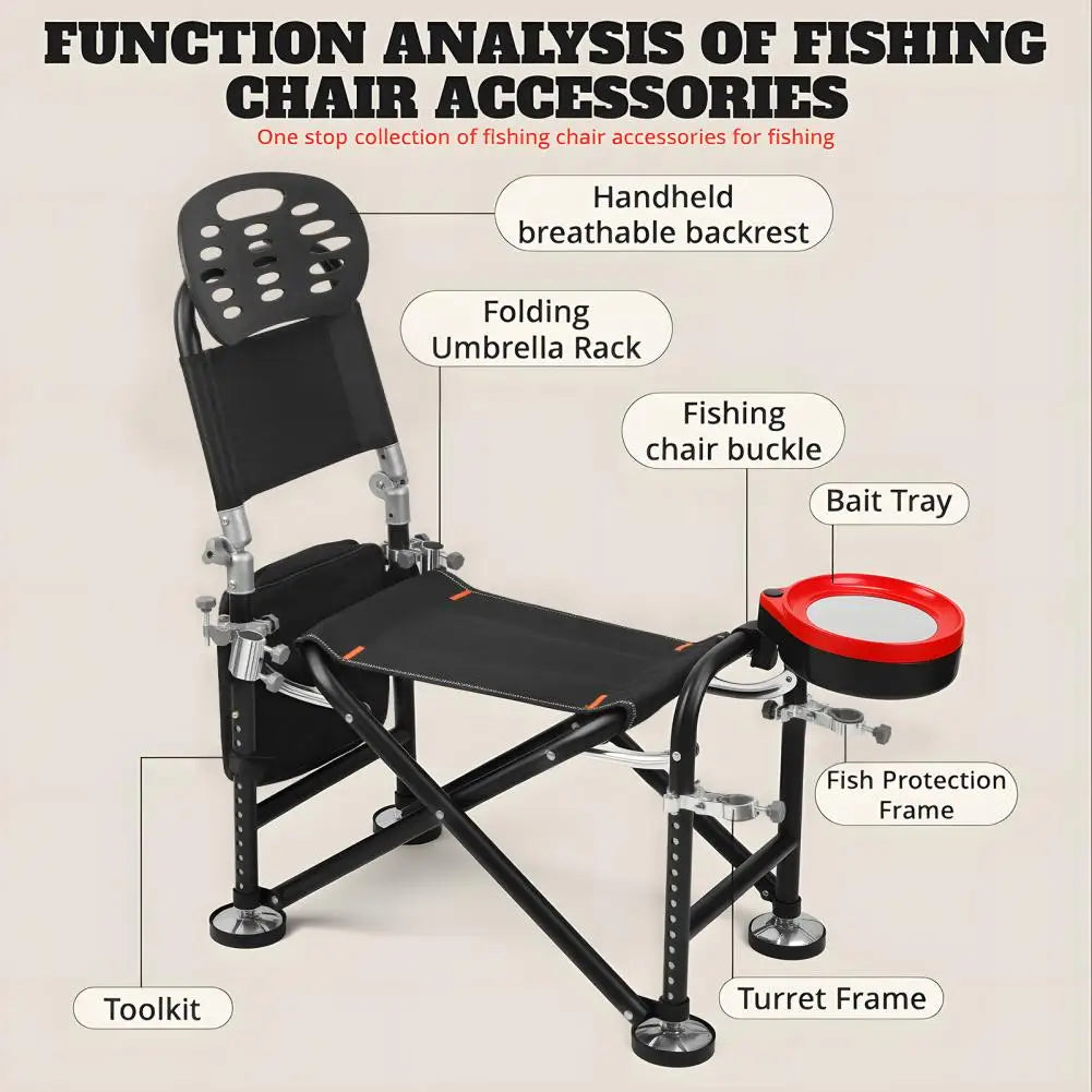 13 Gear Rise Fall 21cm Adjustment Fishing Chair with Backrest Rod Holder Folding Fishing Deck Chair Fisherman Gift