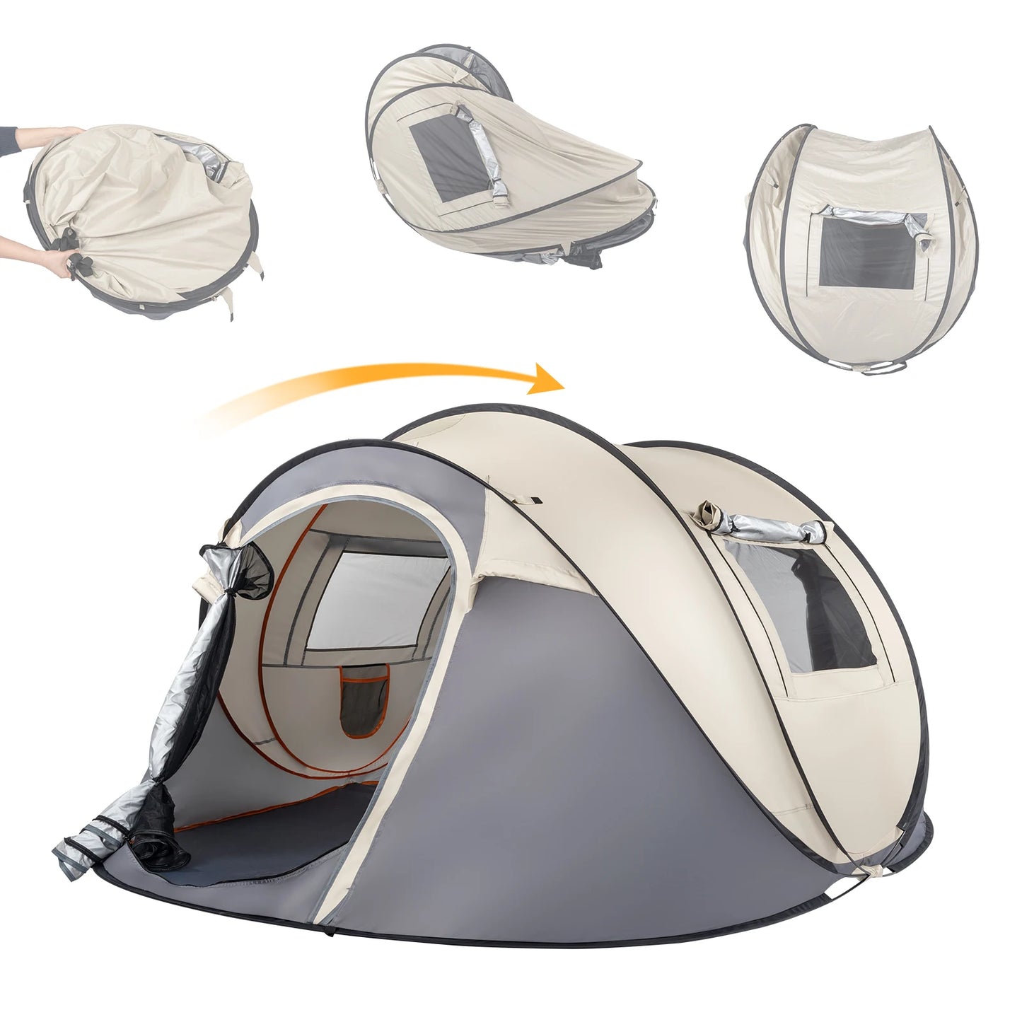 Instant Pop Up Tent 4 Person Waterproof Camping With Vestible