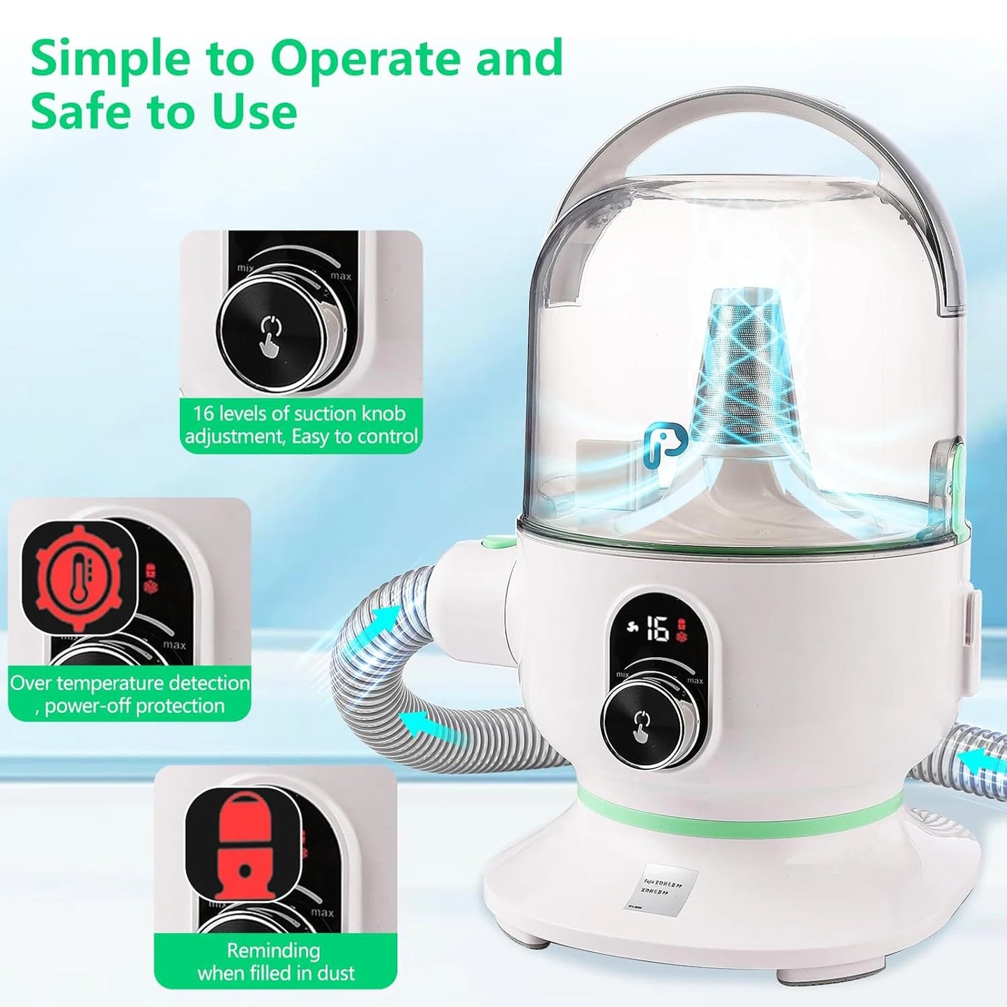 HiMISS Pet Grooming Kit With Vacuum Suction And Tools