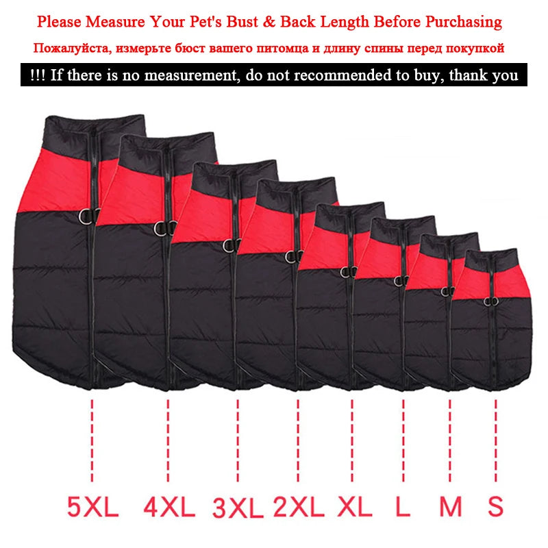 Padded Winter Dog Coat Vest With Zipper Waterproof