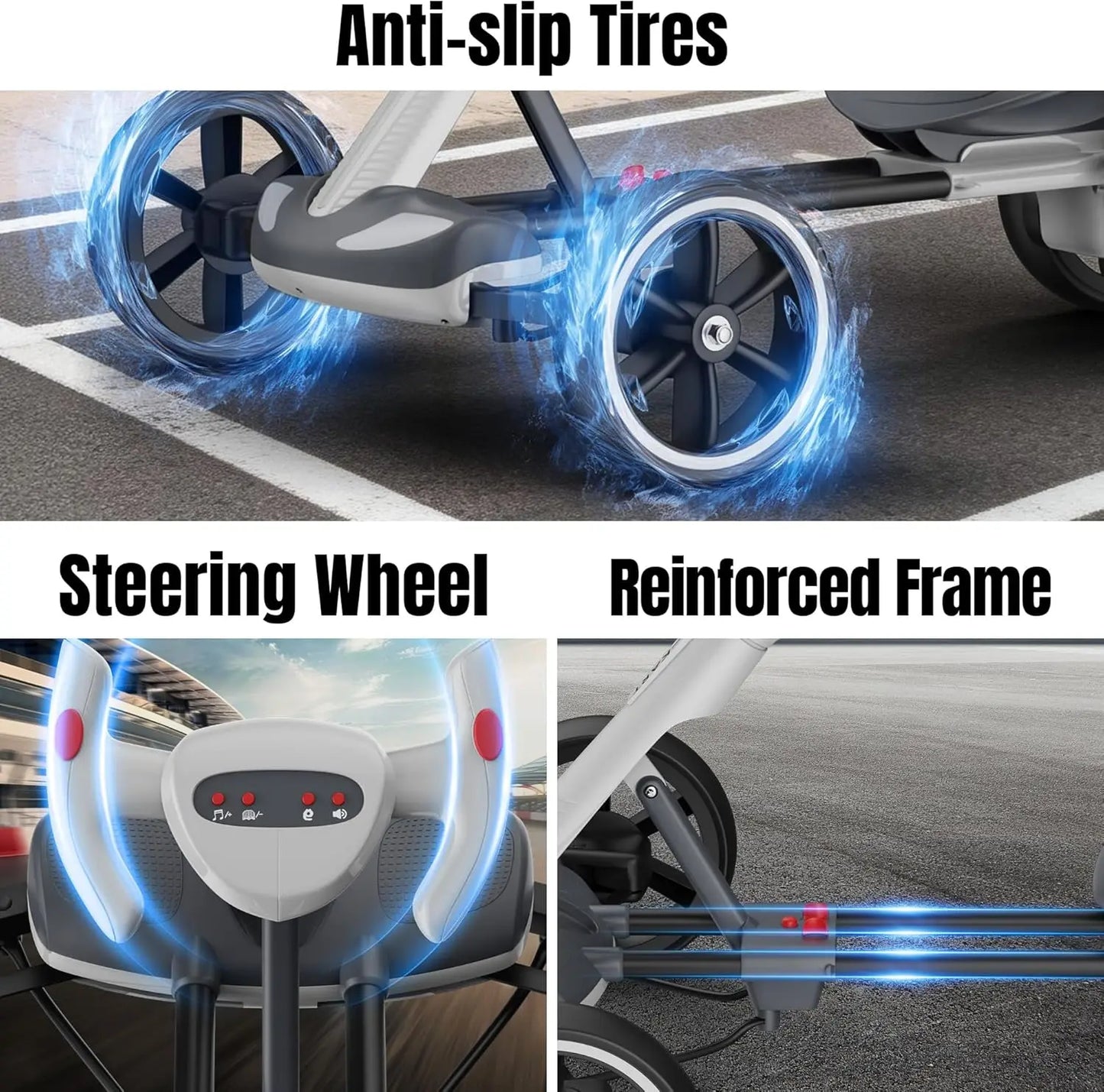 AOVOPROCE Remote Control Electric Go Kart Bluetooth 4 Wheels