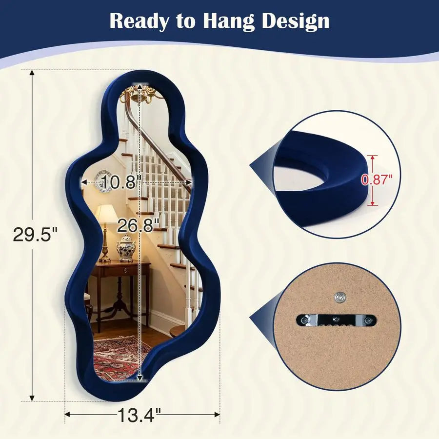Cloud Wall Mirror With Soft Flocking Finish Bedroom Decor