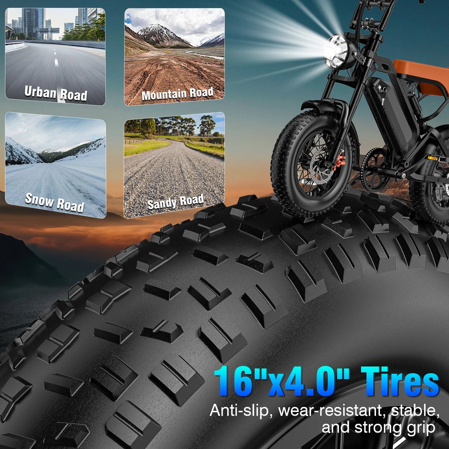 Terrosor Electric Mountain Bike 1000W Max Speed 28 MPH