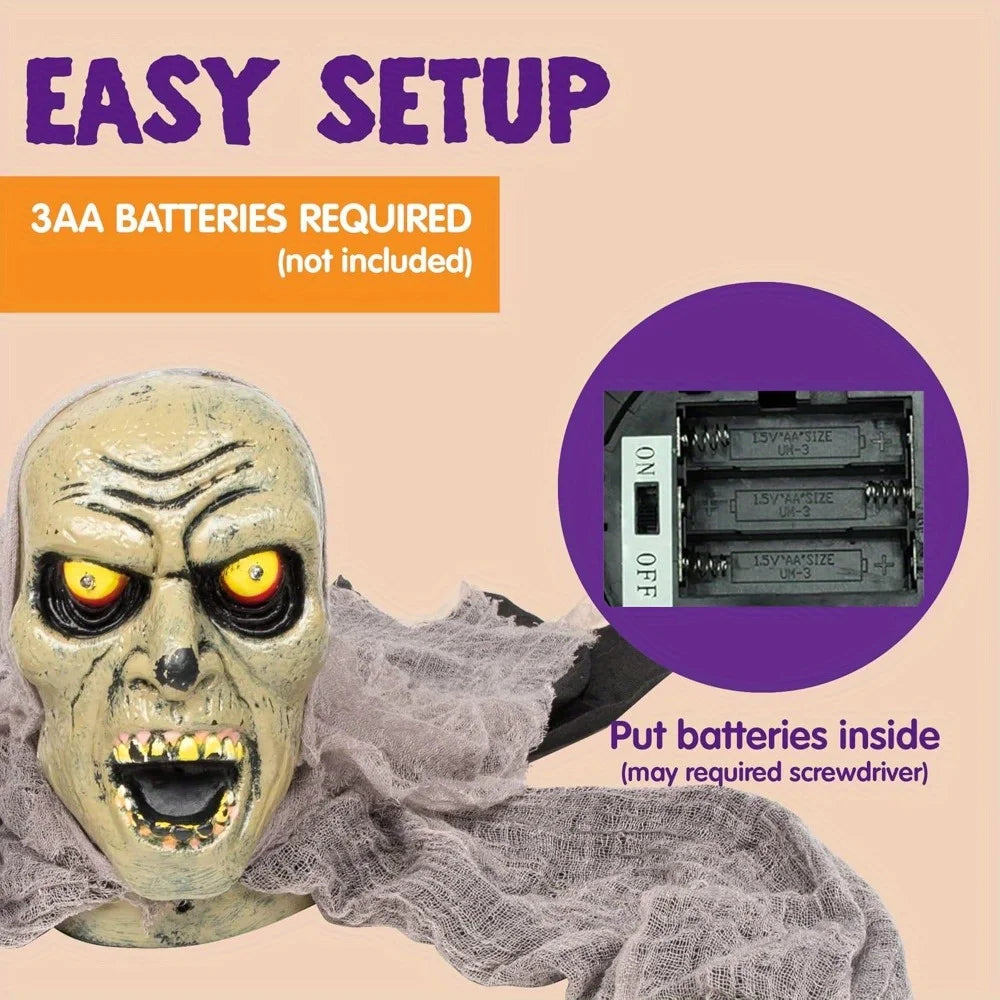 Halloween Decor Groundbreaker Zombie with Sound and Flashing Eyes for Halloween Yard Garden Outdoor Indoor Decorations, Photobooth Props