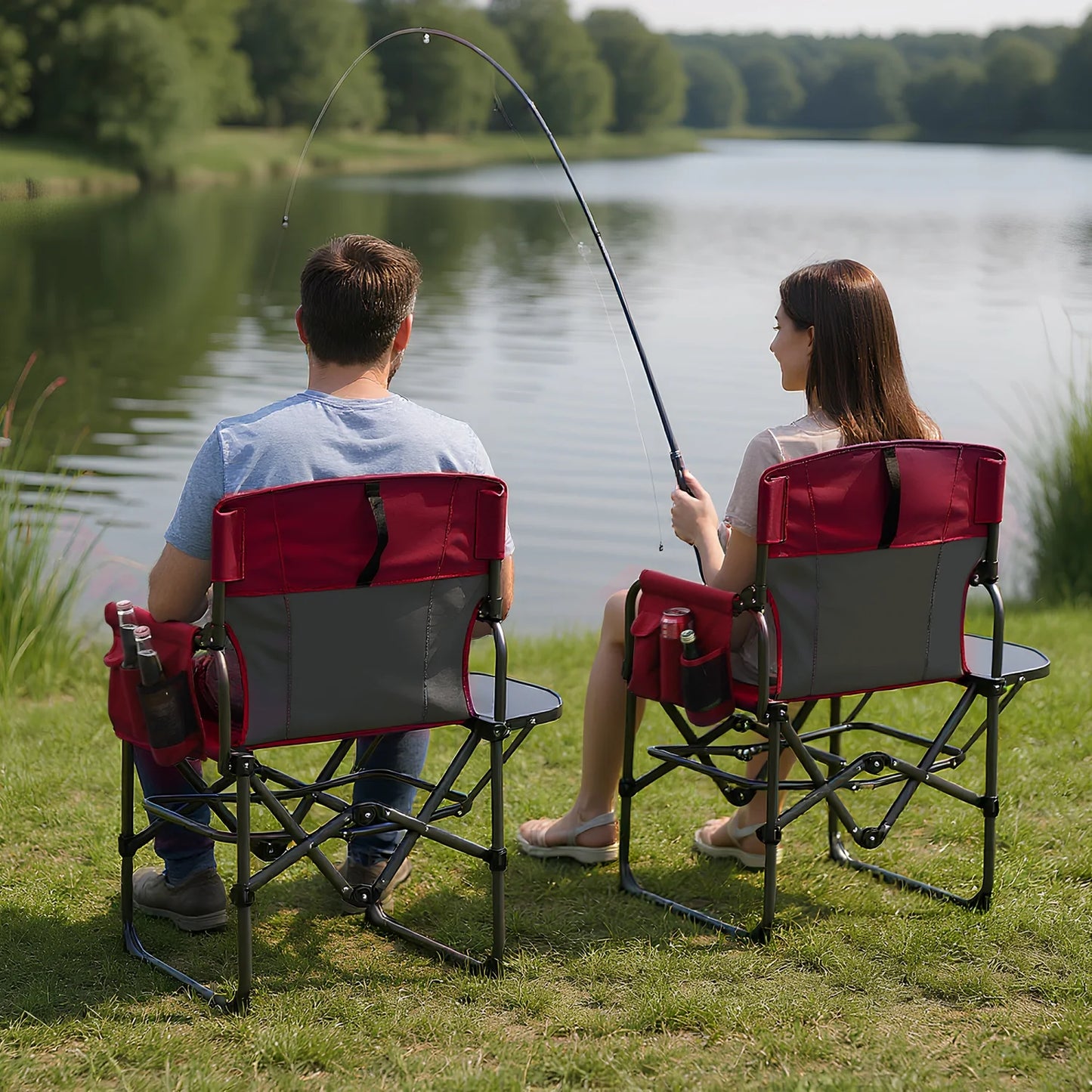 HiMISS Heavy Duty Folding Directors Chair With Table