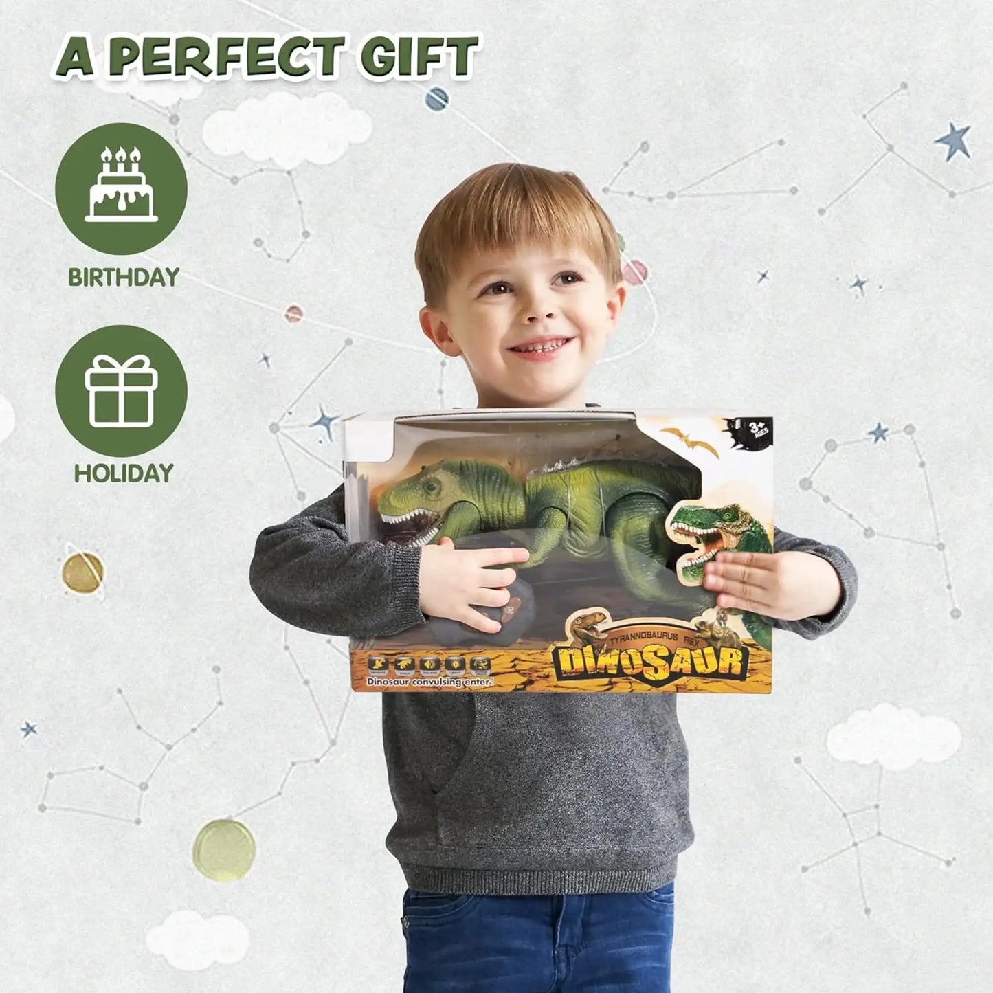 Joyfy Remote Control Walking Dinosaur Toy With Light And Sound