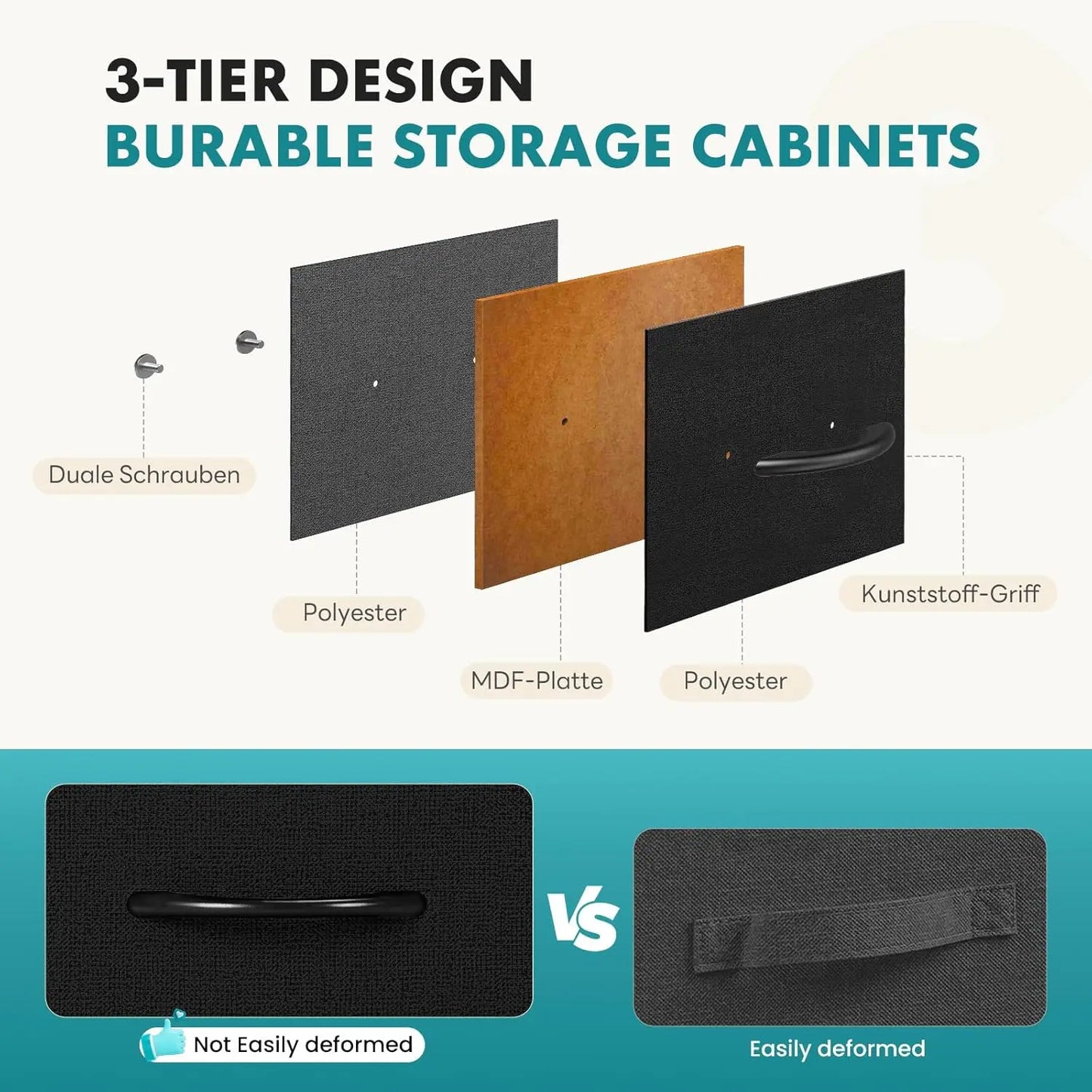 9 Drawer Storage Dresser with Wood Top - Wide Fabric Chest Organizer for Bedroom, Closet, Living Room,Tower Cabinet, TV