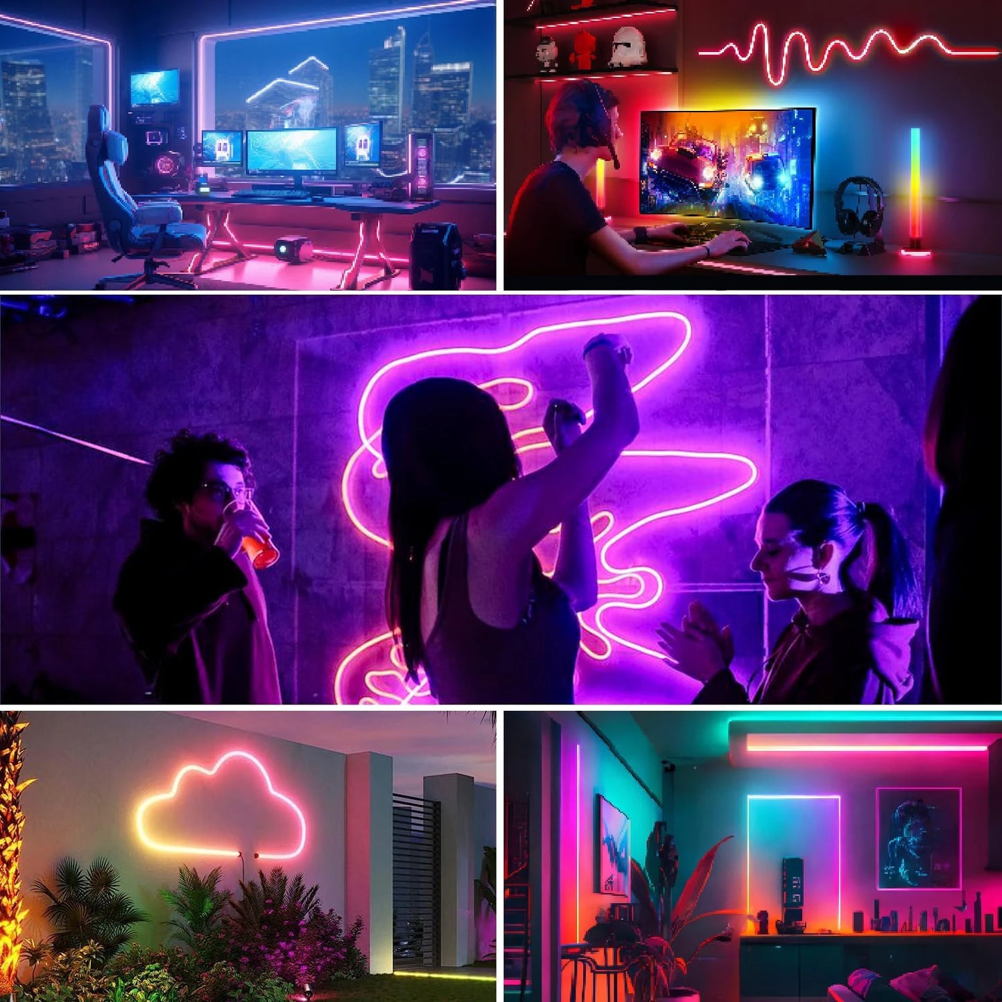 Neon LED Strip Light, Flexible Rope Lights, IP65 Waterproof, Music Sync, App/Remote Control, Multiple Modes for Bedroom Decor