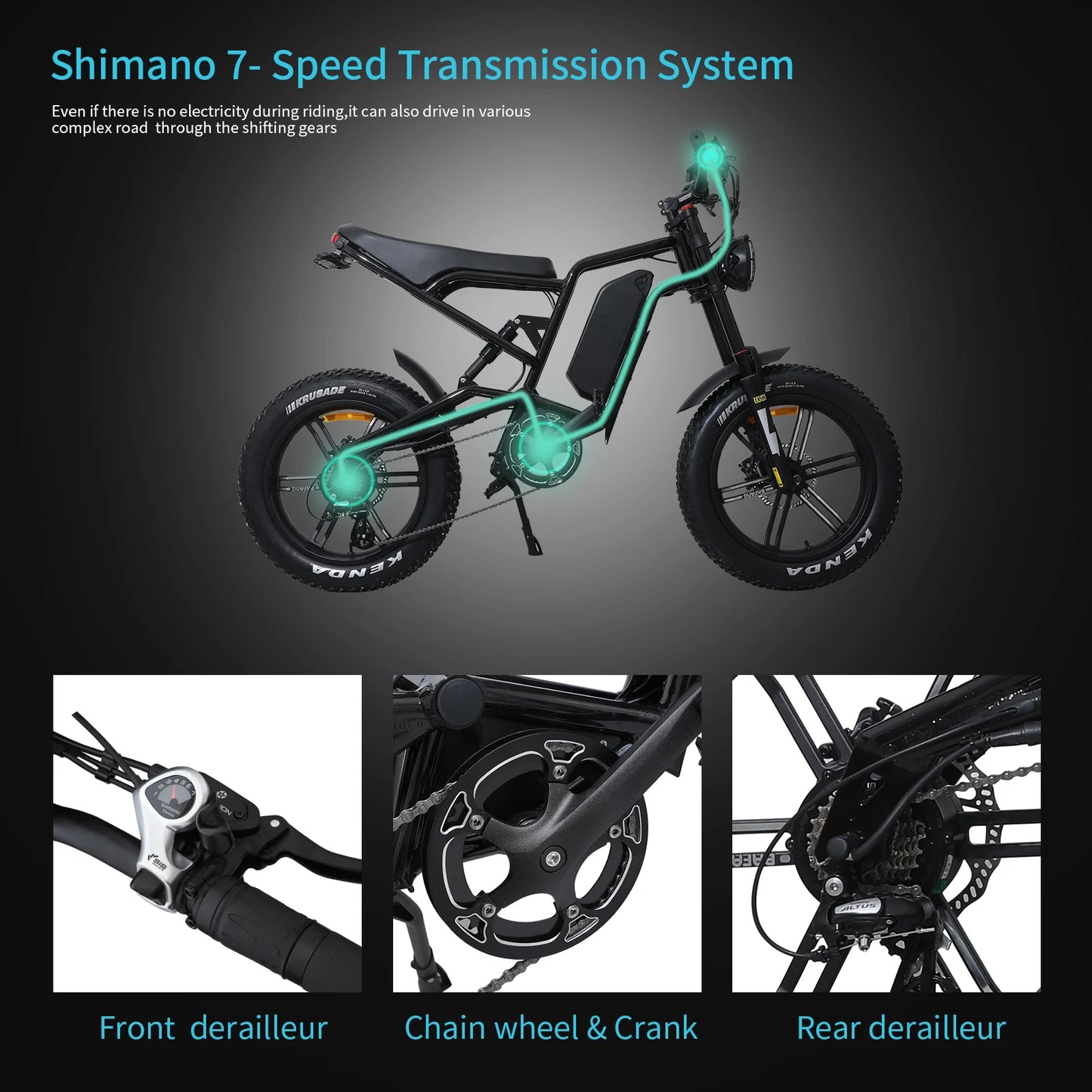 Xtion Electric Mountain Bike Class 3 E Bike 1200W 48V