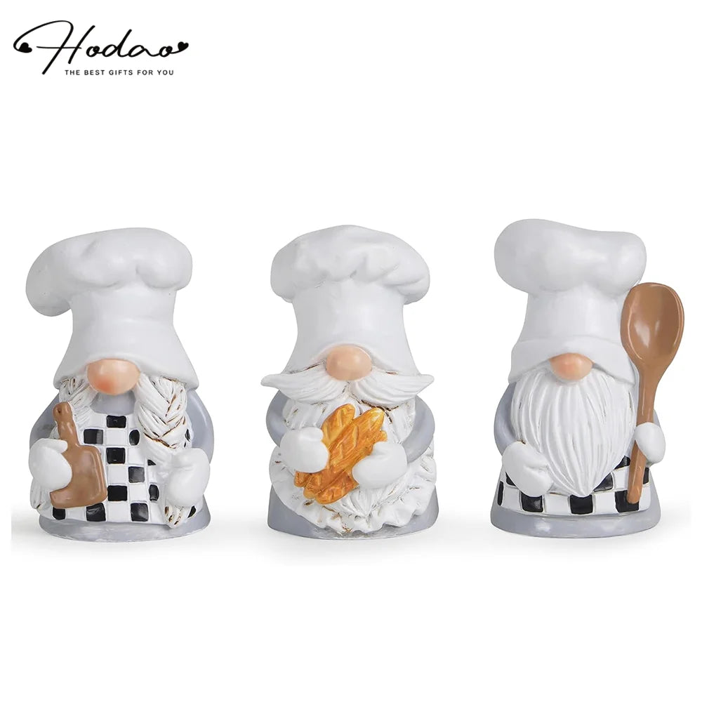 Hodao Resin Chef Gnome Figurine Set Kitchen Home Decor