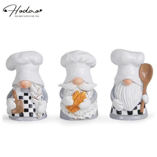 Hodao Resin Chef Gnome Figurine Set Kitchen Home Decor