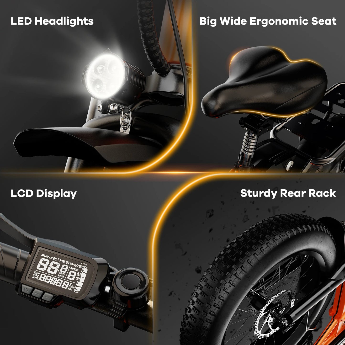 CYBERVELO 1000W Folding Electric Bike With Removable Battery For Adults