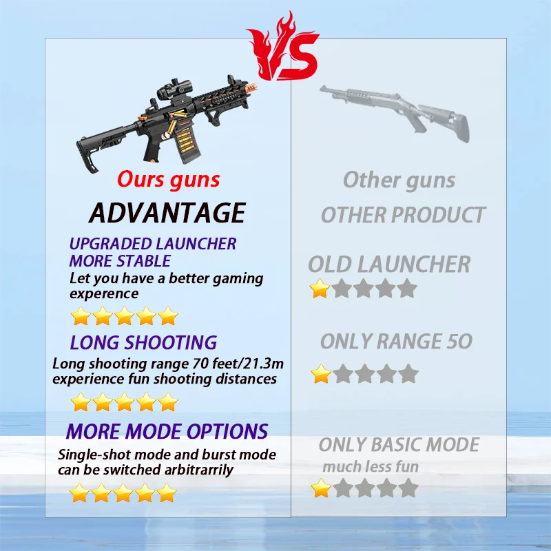 Creative toy gun, featuring stable shooting and balanced range and speed; the rechargeable design ensures long-lasting use, suit