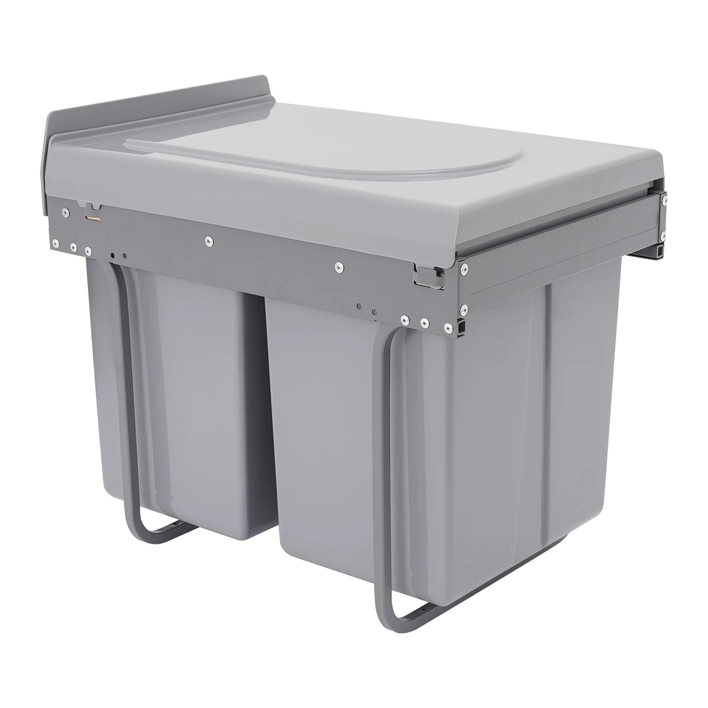 Double 4.4gal Pullout Trash Can Under Cabinet Grey Pullout Recycling Garbage Trash Can Sliding Kitchen Recycle Waste Bin