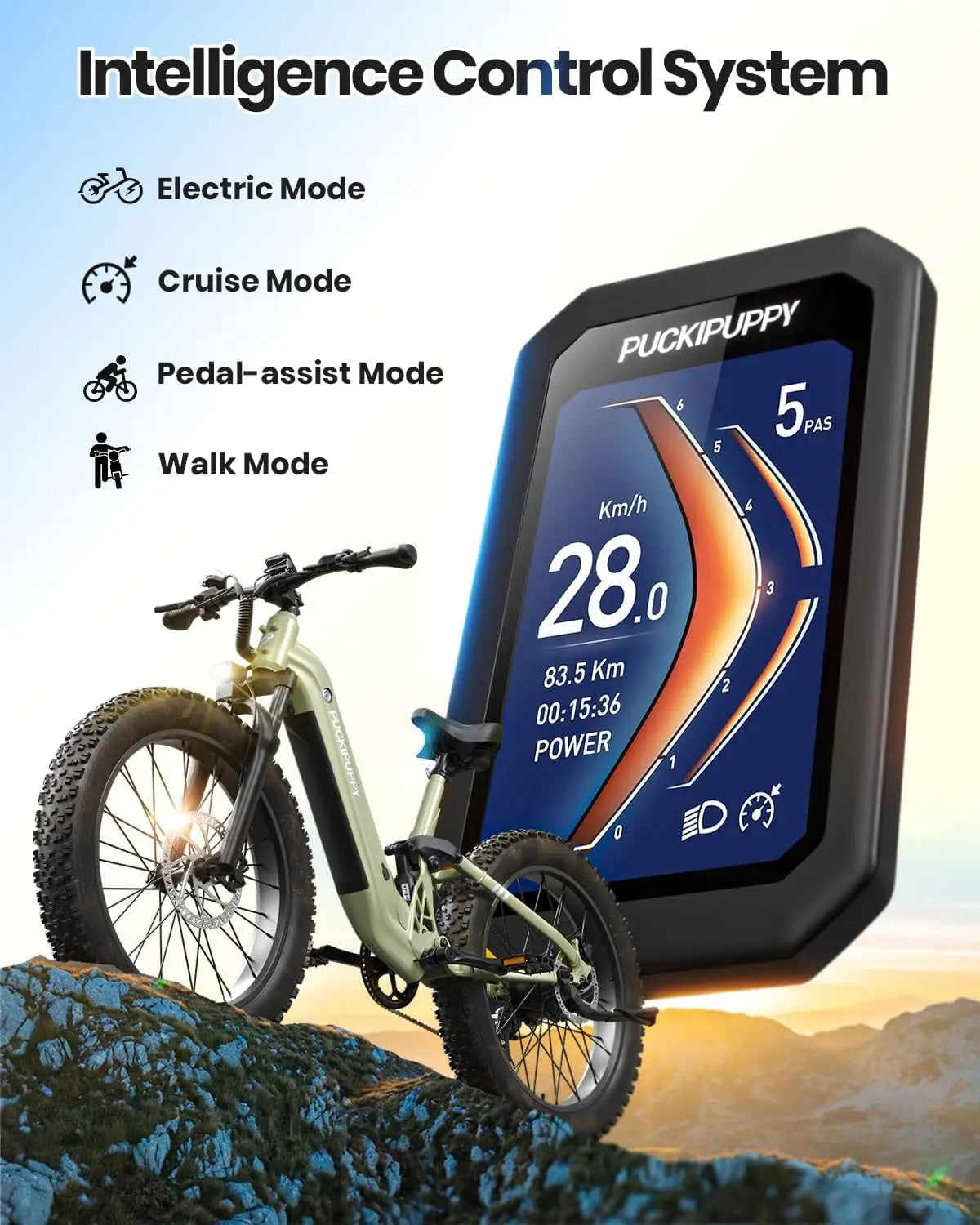 PUCKIPUPPY Boxer-ST Electric Bike 960W 48V 20AH Electric Bicycles 26" x 4" Fat Tire Full Suspension Ebike with 2-Year Warranty