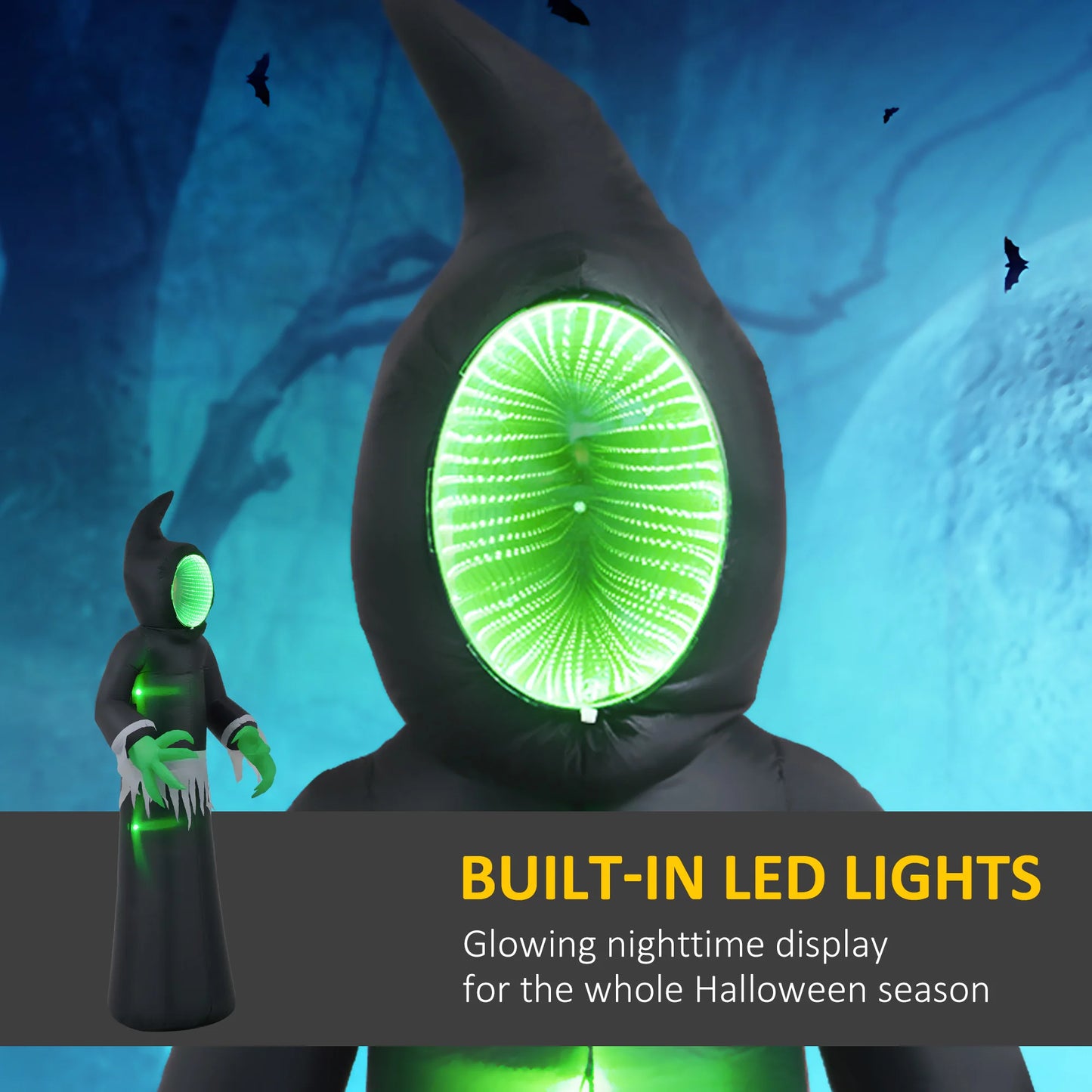 8ft Inflatable Halloween Decoration Mirror Face Ghost, Blow Up Outdoor LED Yard Display, Waterproof