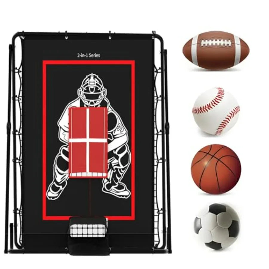 2-In-1 Baseball Pitching Net Trainer With Return Screen Durable Nylon