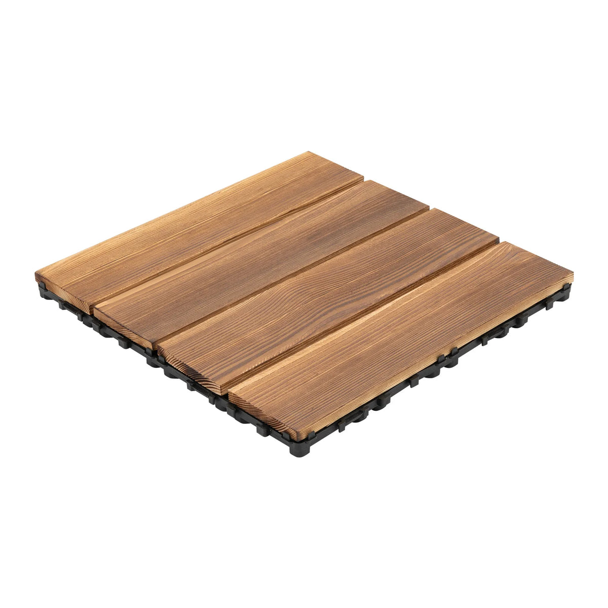 Bymaocar Interlocking Solid Larch Wood Deck Tiles for Outdoor Patio