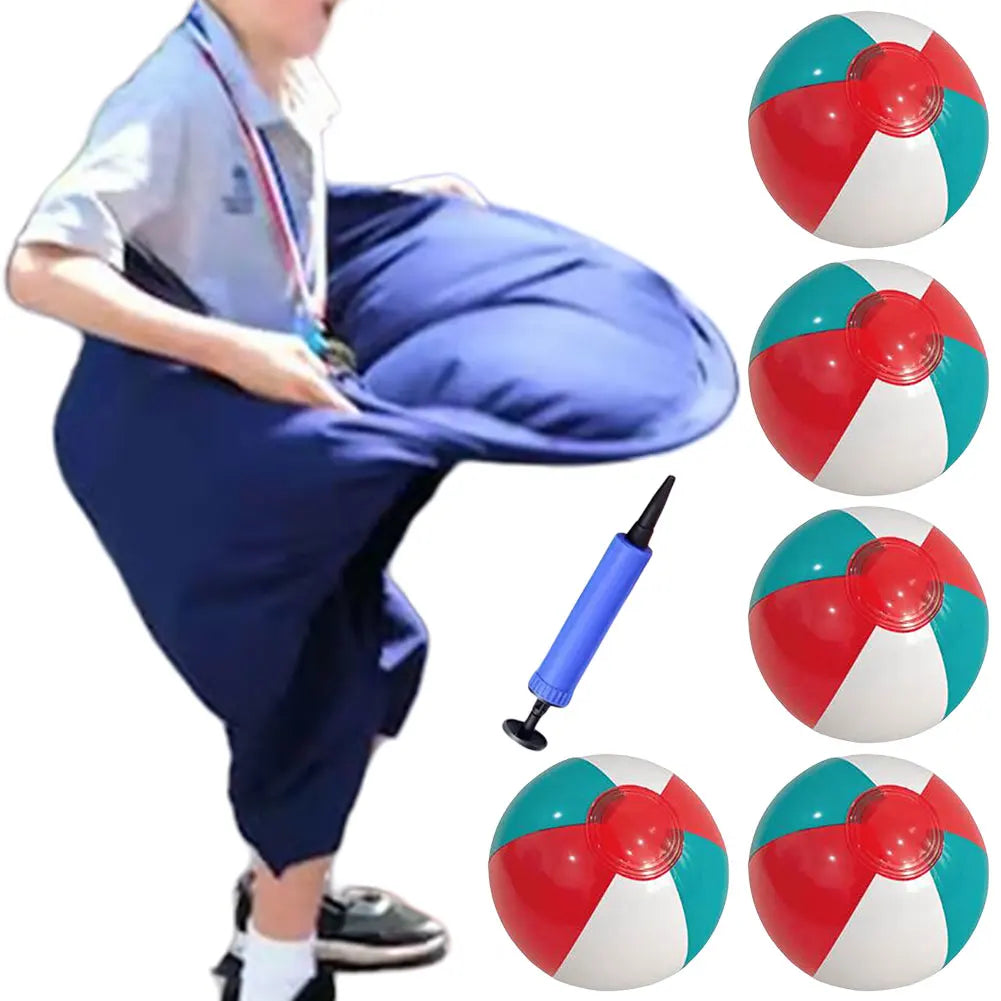 Freaky Party Games Pants with 2 Bouncy Balls and 1 Air Pump Outdoor Games Field Family Reunion Game for Kids and Adults