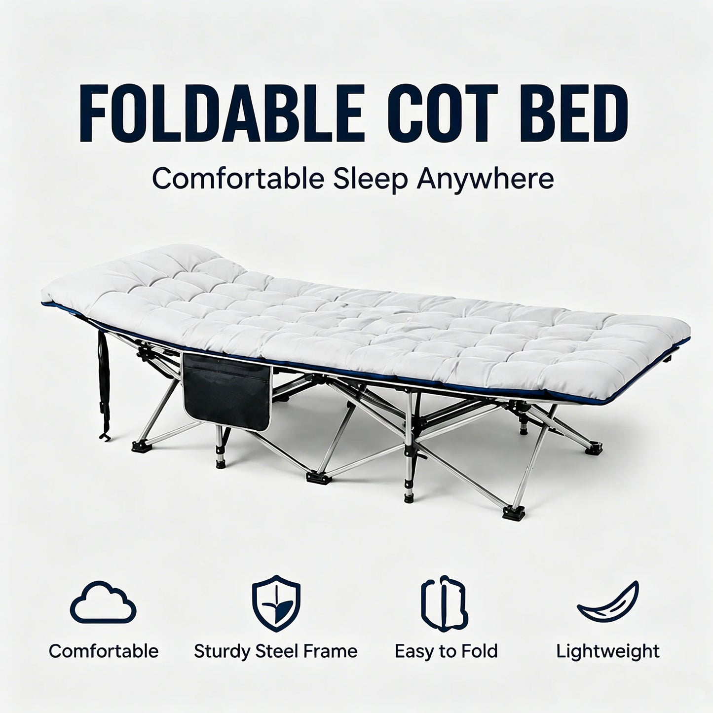 Portable Foldable Camping Cot With Thick Padded Mattress
