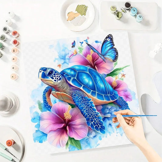 Sea Animal Paint By Numbers For Adult Diy Art Flower Turtle Craft Kit HandPainted On Canvas Valentines Gift Home Decor
