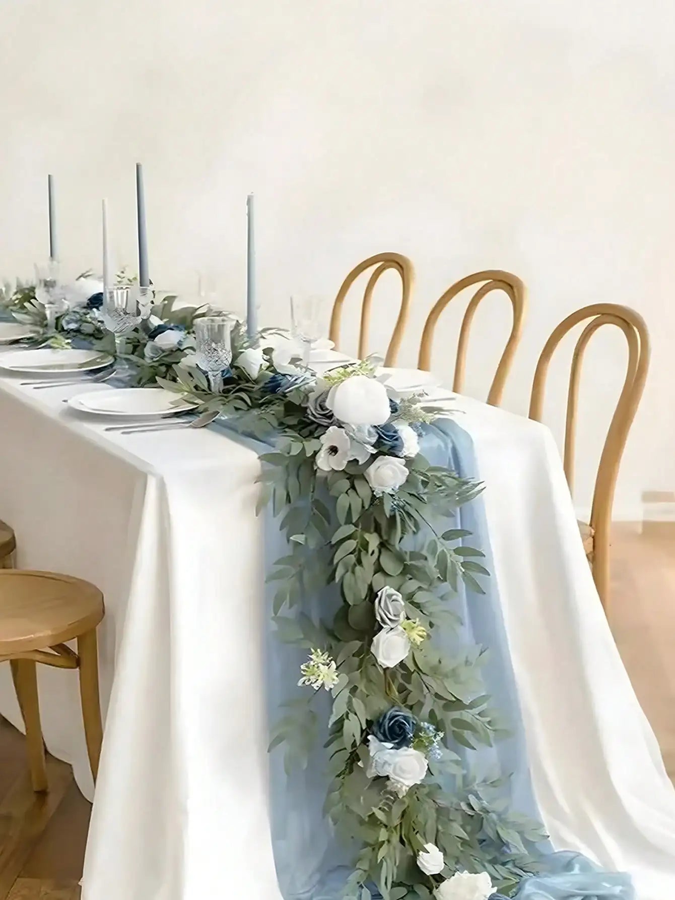 Eucalyptus Garland Elegant Romantic 6FT Artificial White Flowers Greenery Floral Vine Garland For Wedding Arch Table Decor Centerpieces Bridal Shower Party Supplies Housewarming Gift Christmas Decor