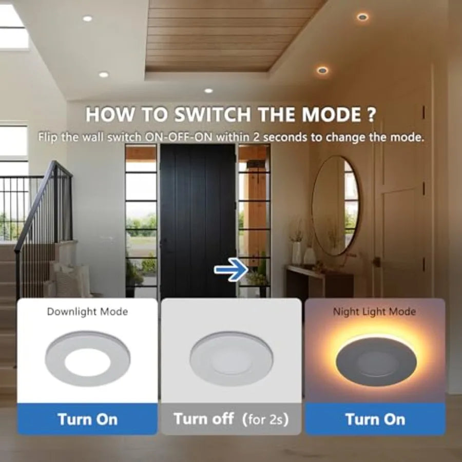 Canless LED Recessed Downlights with Night Light and Selectable CCT